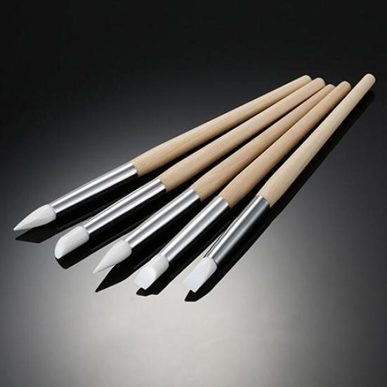 5шт инструмент для дизайна ногтей силиконовые точечные резные тиснения ремесло маникюрные ручки кисти