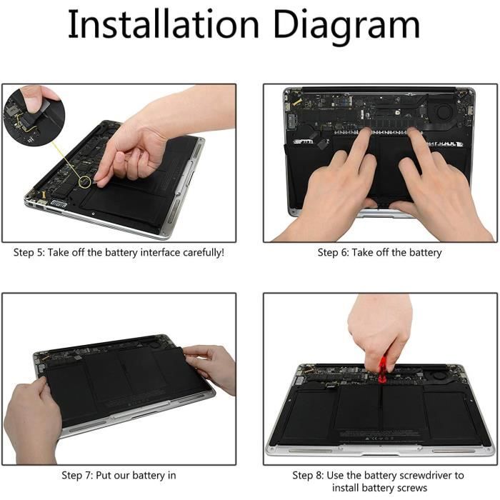 A1466 batterie de remplacement pour macbook air 13 pouces a1496 a1466 a1369 a1377 a1405 batterie avec 3 tournevis 55wh 7200mah - g