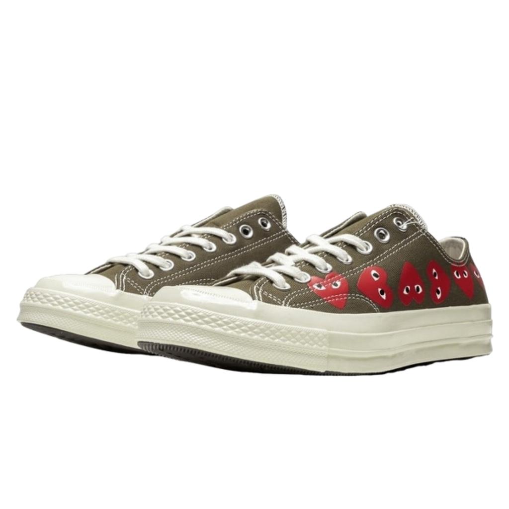 Converse Comme Des Garçons Khaki Multi Hearts Low
