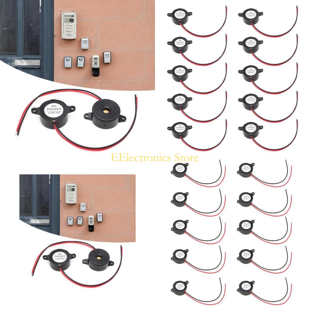 B03C Set of 10pcs Loud Piezoelectric Buzzers Active Piezo Buzzers 3-24V Continuous Beep Alarms for Electronic Application