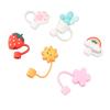 6Pcs Straw Cover Cap Cute Cartoon Reusable Silicone Toppers Drinking Tips Lids Plugs Type B