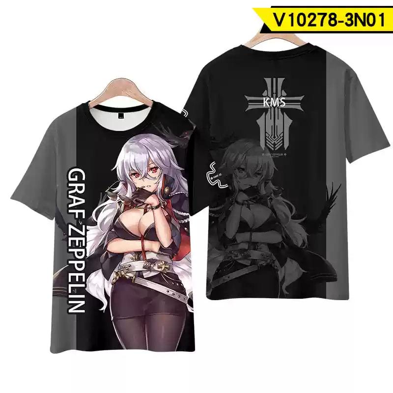 Популярная игра Azur Lane Футболка 3D-печать Мужская/Женская Аниме футболка Повседневная Харадзюку