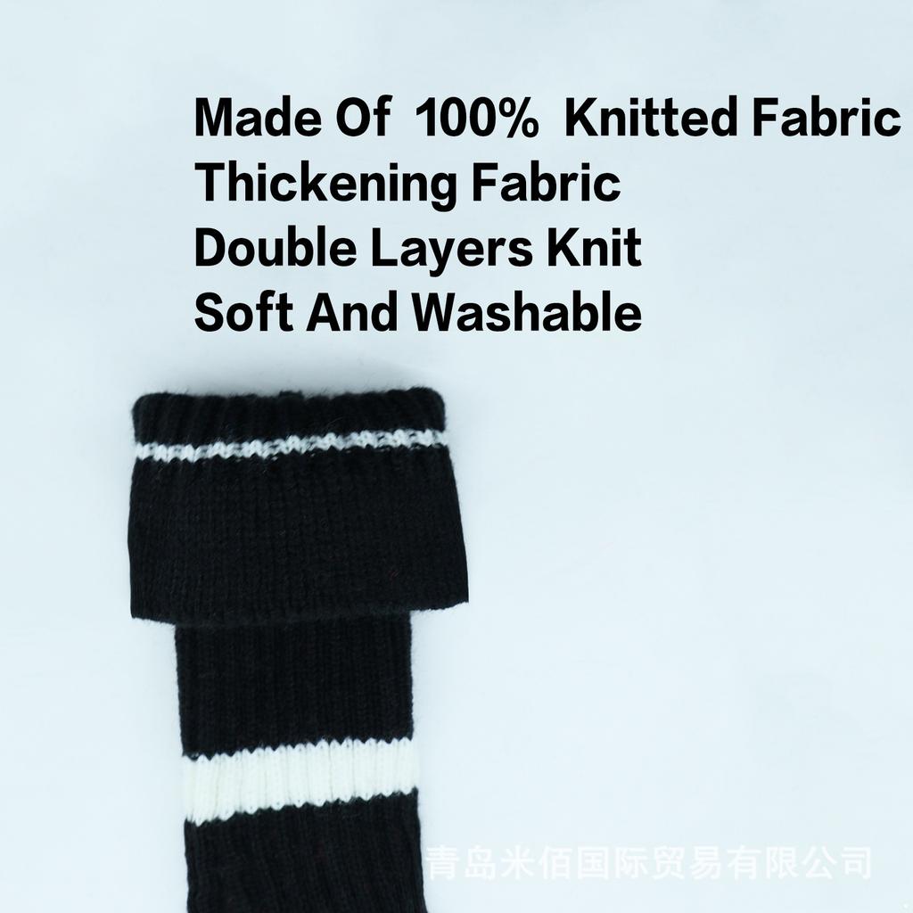 4Pcs Knitted Golf Headcovers Set | Striped Contrast Design with Pom-Pom | Long Neck Driver/Fairway Woods Covers 1/3/5# Warm Winter Golf Accessories