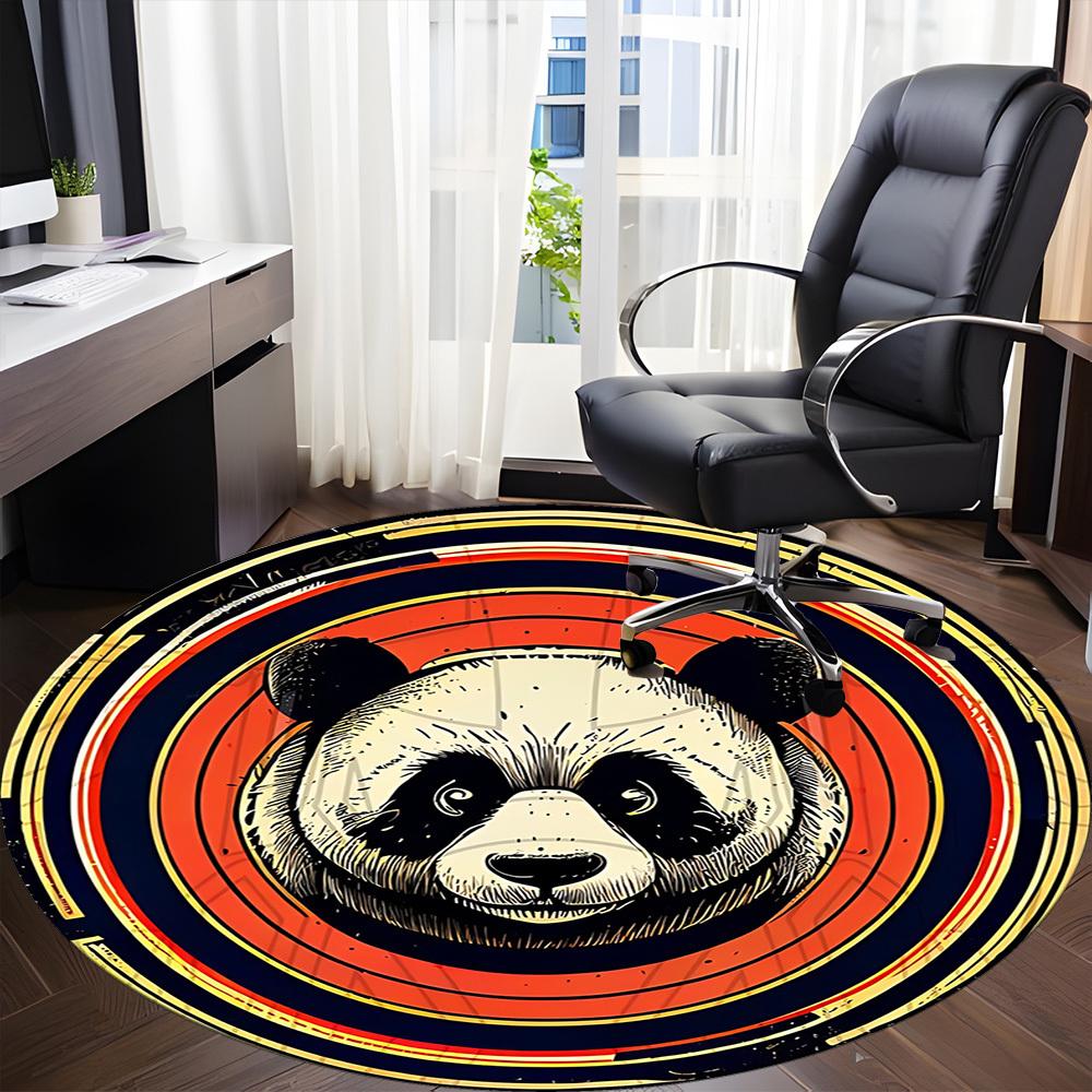1pc Panda Circle Office Round Area Rug, Under Office Chairs Bedroom Living Room Home Decor, Room Deco, Available in Various Sizes