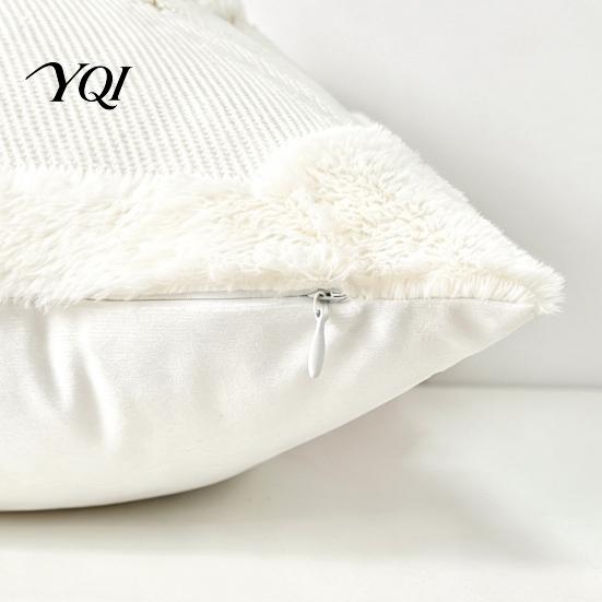Soft Polyester Throw Pillow Covers Embroidered Christmas Cushion Cover, Xmas Tree Red Bow Case, with Zipper, Bell Snowflake Embroidery, Invisible
