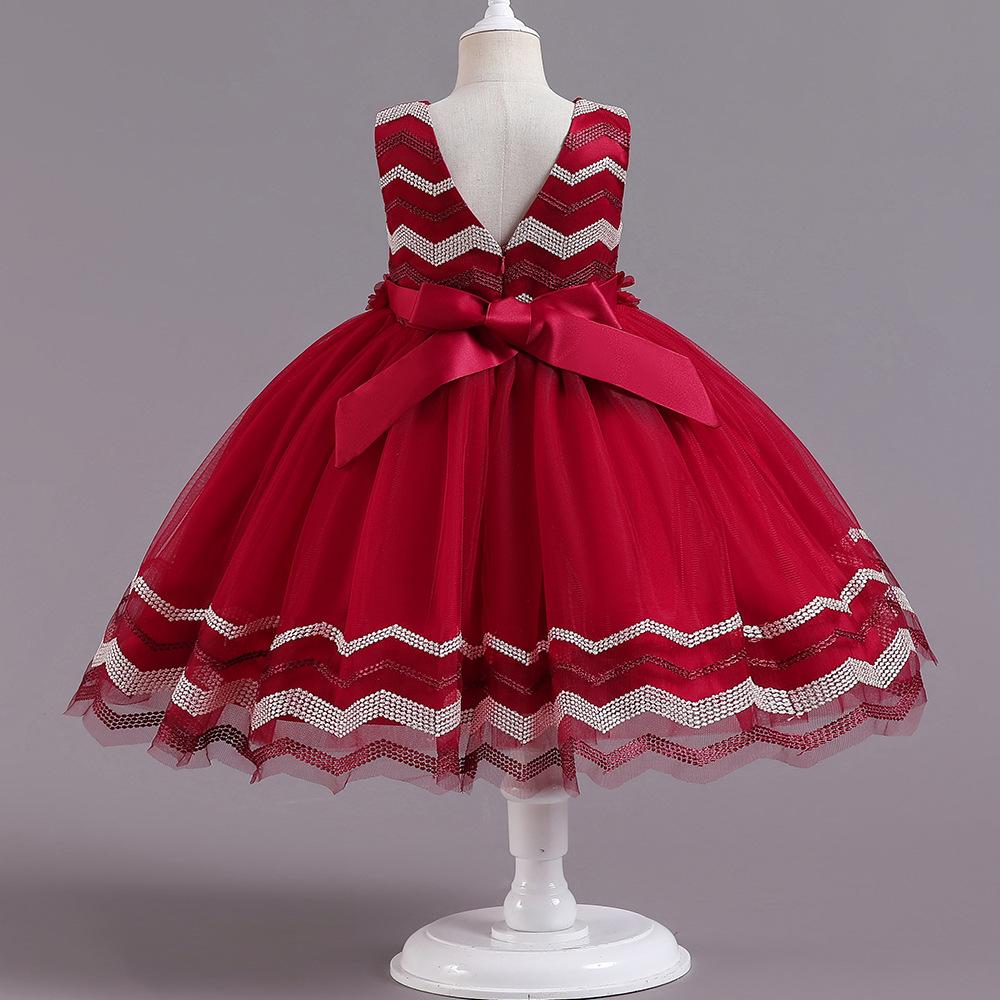 Рождественская вечеринка, свадьба, платья принцесс, кружево, аппликация, пайетки, бант, элегантная одежда для девочек