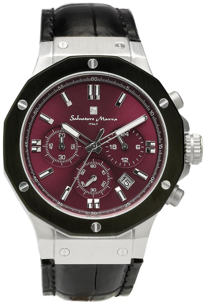 Chronograph 10 ATM Water Resistant Leather Strap Business 20th Anniversary Limited Model Silver Purple Black [Salvatore Mara] Men's SM18117-SSPL