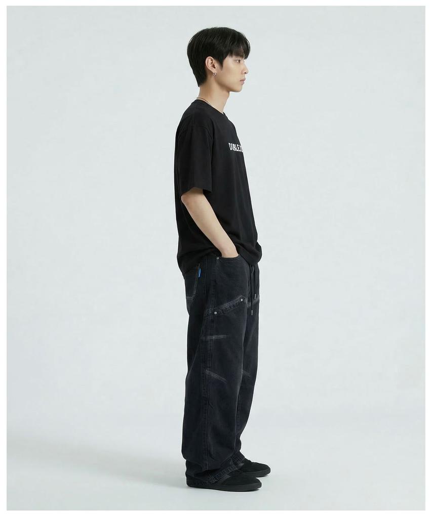 DOUBLE JD Line Washed Denim Pants