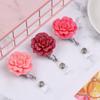 Unisex Stationery Retractable Lanyards ID Name Card Key Ring Badges Holder Rose Shape Badge Reel