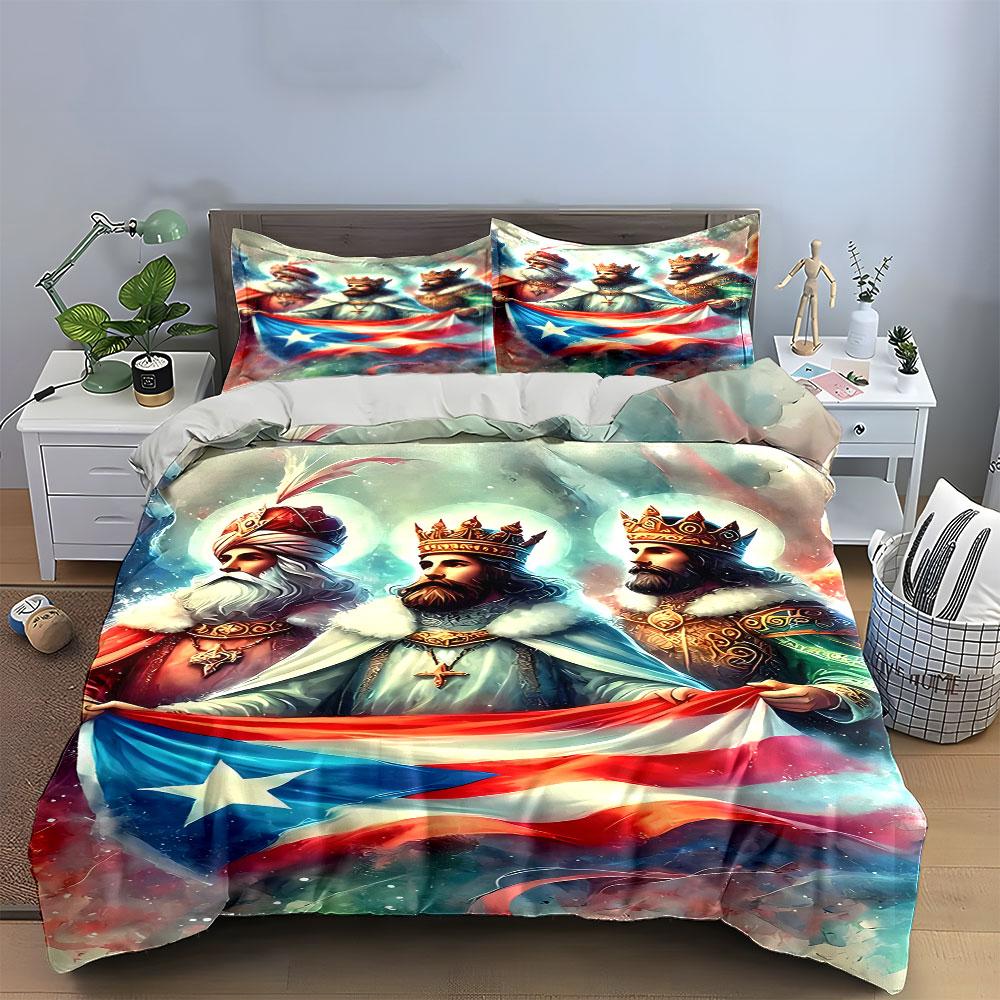 Three crowned figures, flag. Bedding sets Duvet cover sets Duvet covers Pillowcases(1 * Duvet Cover 2 * Pillowcases without duvet insert)
