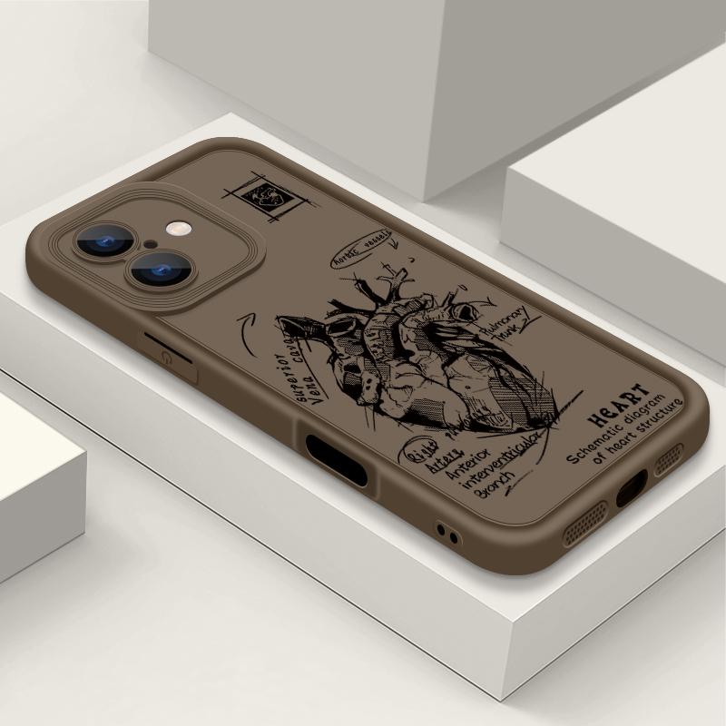 Матовый чехол из ТПУ с рисунком в виде сердца для iPhone 16 Pro Max 15 Pro 14 13 12 11 XS XR 8 7, защита линз, противоударный мягкий силиконовый чехол для телефона