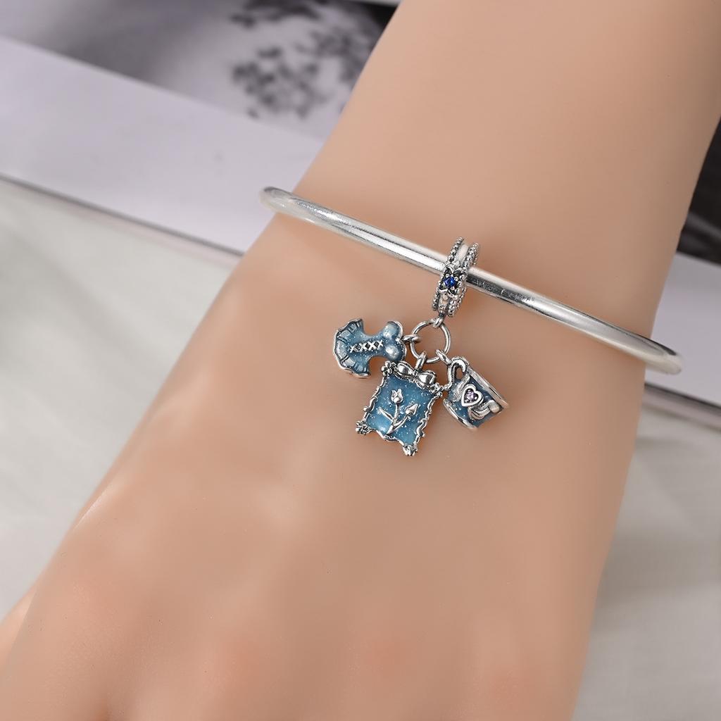S925 Silver Cherry Charm Beaded Bracelet DIY Handmade Jewelry Accessories Ice Cream Cake Beads
