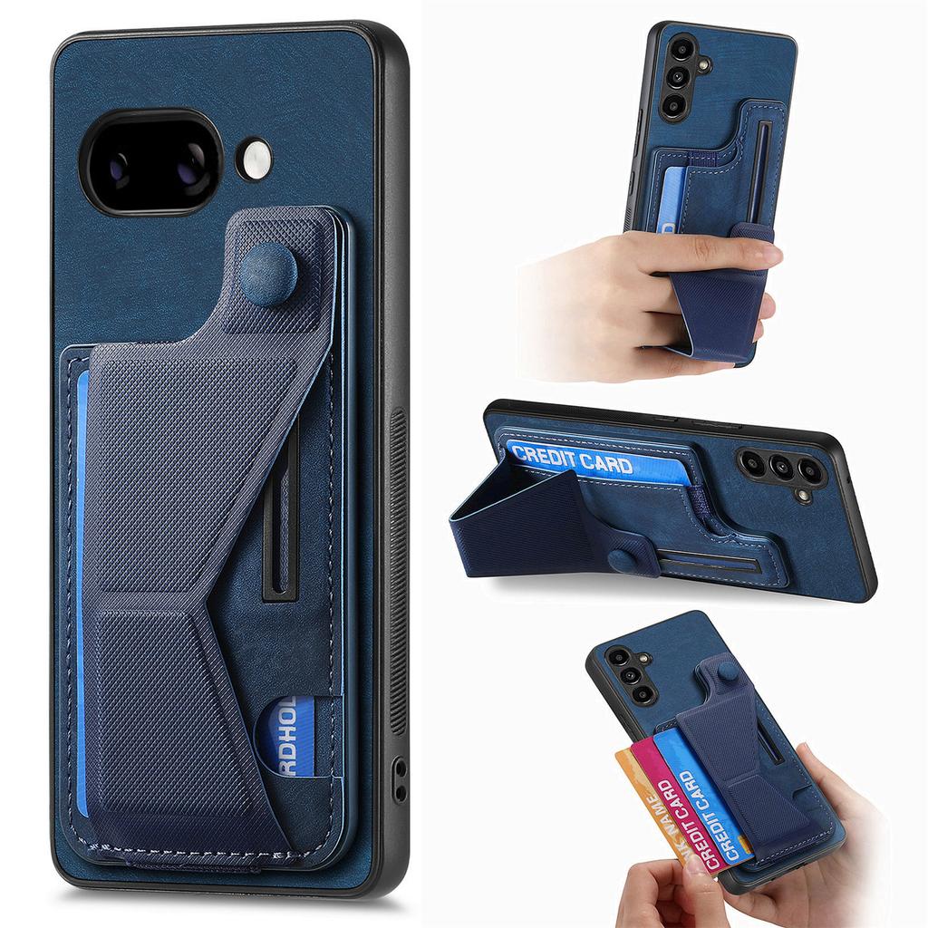 For Google Pixel 9a Case with Card Slot Kickstand Retro Leather Back Cover