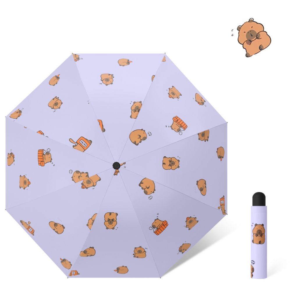Black Glue Parasol Cute Three-fold Umbrella New Capybara Umbrella