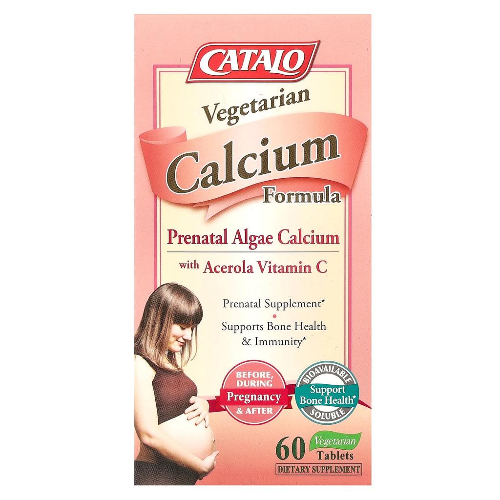 CATALO, Veggie Calcium Formula, Seaweed Calcium for Pregnant Women, Contains Acerola Vitamin C, 60 Veggie Tablets