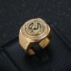 Mens Stainless Steel Ring Luxury Vacuum Gold Plated Diamond Jewellery Fashion Eagle Finger Ring for Male Party Wear Accessories