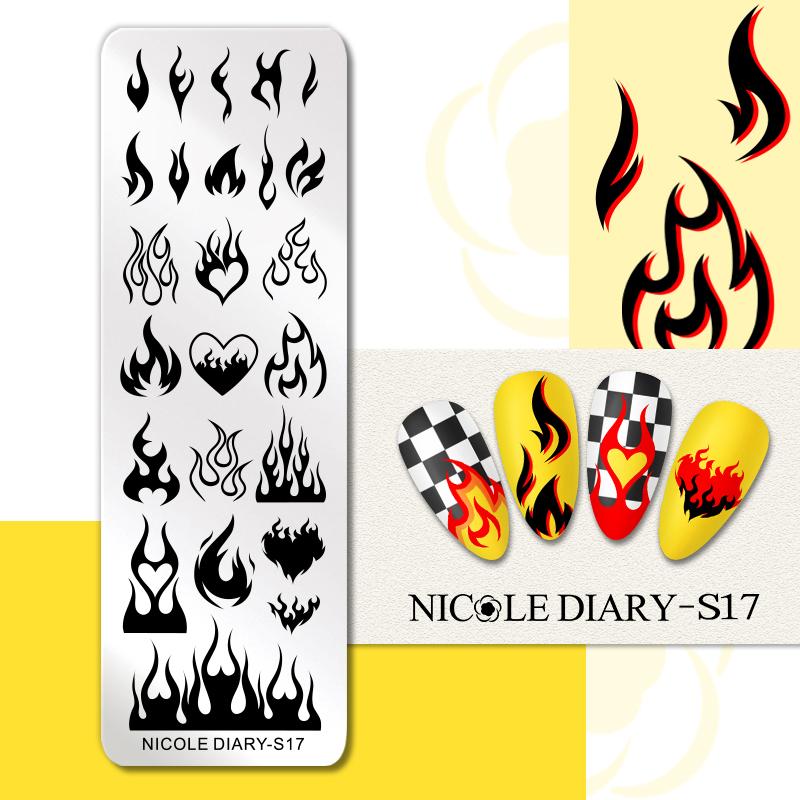 NICOLE DIARY Пластина для стемпинга ногтей Леопардовый Цветок Шаблон для переноса изображения Геометрия Лист Стерильный Стальной Штамп Инструмент для печати на ногтях