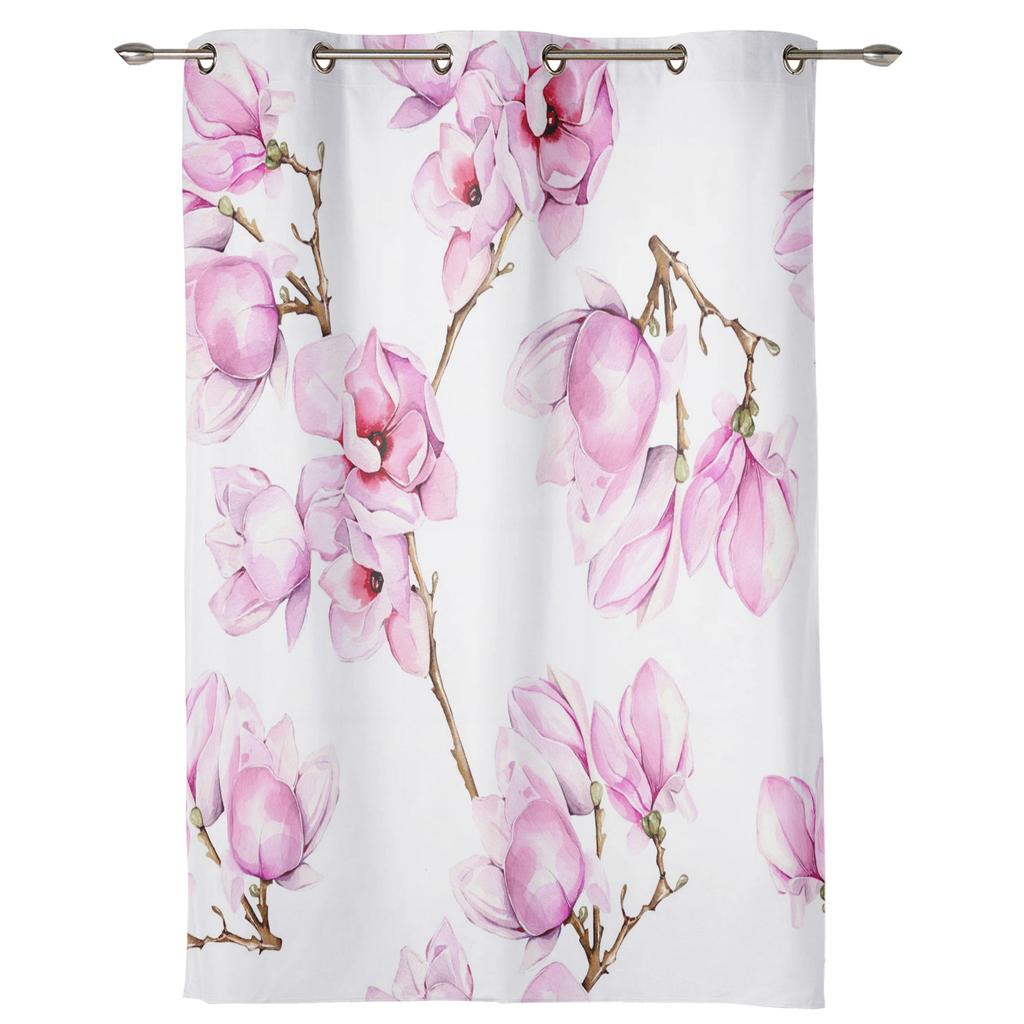Pink Flowers Orchid Branches Curtains for Bedroom Living Room Drapes Kitchen Children's Room Window Curtain Modern Home Decor