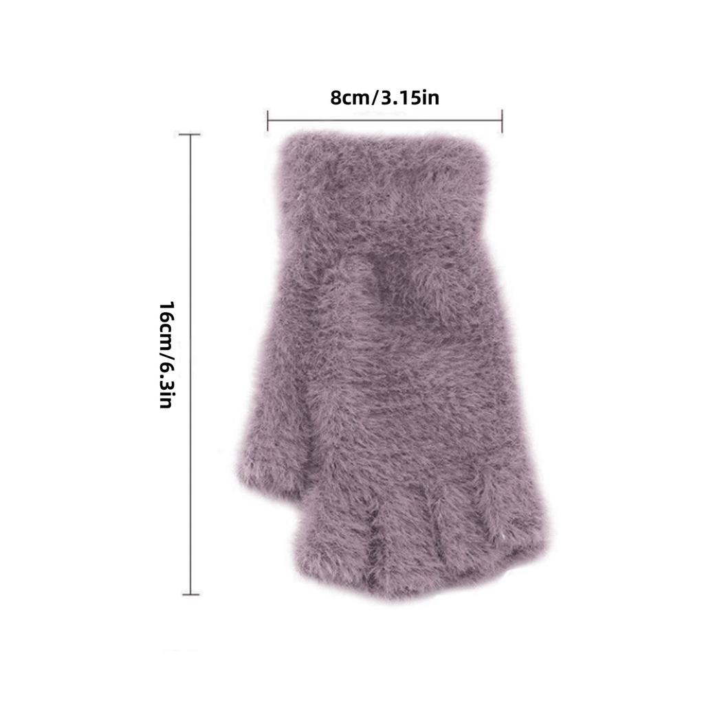 Вязаные толстые термальные перчатки с полупальцами для женщин и мужчин, зимние теплые шерстяные перчатки для вождения, перчатки без пальцев для сенсорных экранов