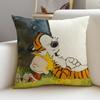 CCalvin and HobbesS Cushion Cover Breathable and skinfriendly linen pillowcase square removable and washable cushion