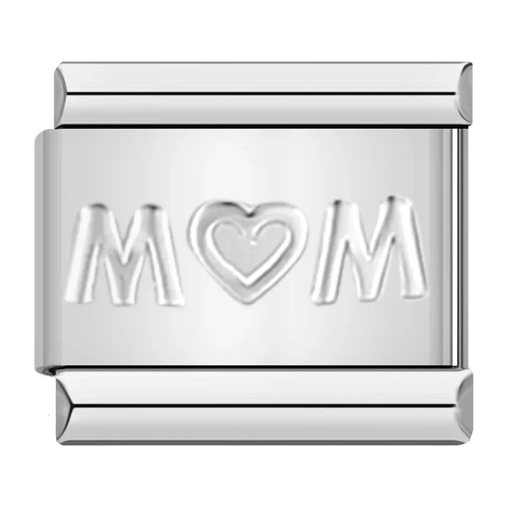 9mm Width Original Daisy Heart Flower Butterfly Cross Green Italian Charm Bracelet Stainless Steel Jewelry Making DJ001