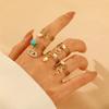 Luxury Design Baroque Pearl Eye Snake Pendant Rings for Women Retro Charm Gold Color Zircon Starfish Shell Finger Jewelry Gift