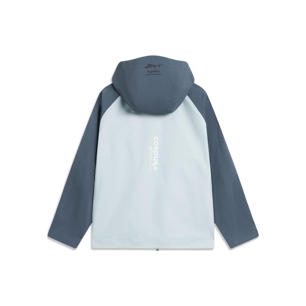 Li Ning CF Su Wan Long Jia Series Professional Level Anti-Rain Outdoor Waterproof Windproof Hooded Jacket Unisex Jacket Light-Blue AFDT825-3