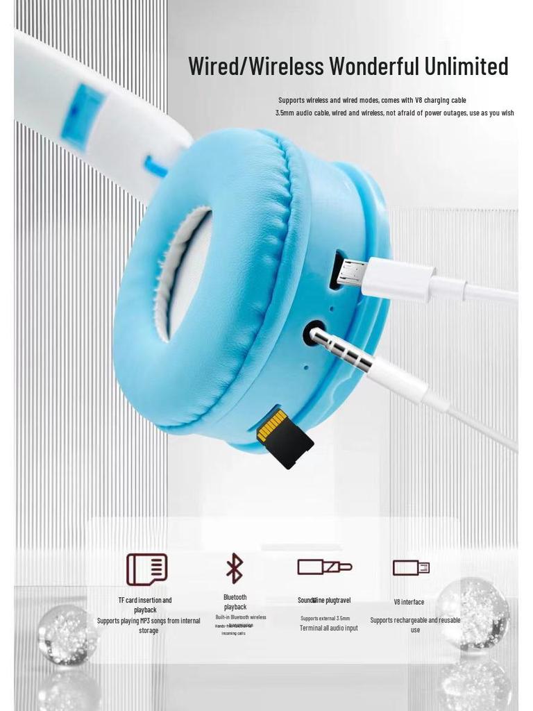688A Милый Единорог Детские Складные Bluetooth-Наушники