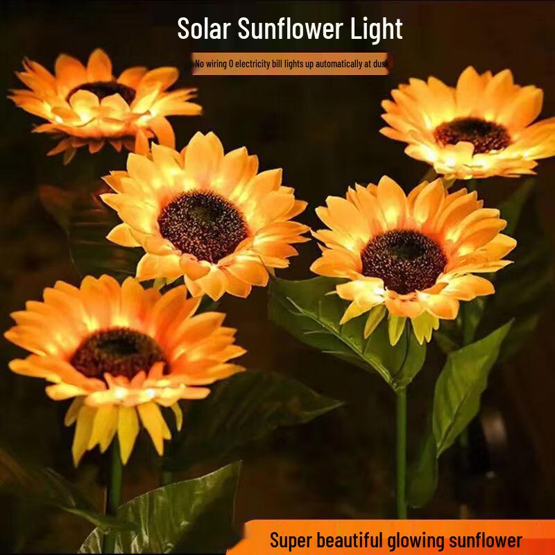 NuFeng Solar 3-Head Sunflower Garden Light