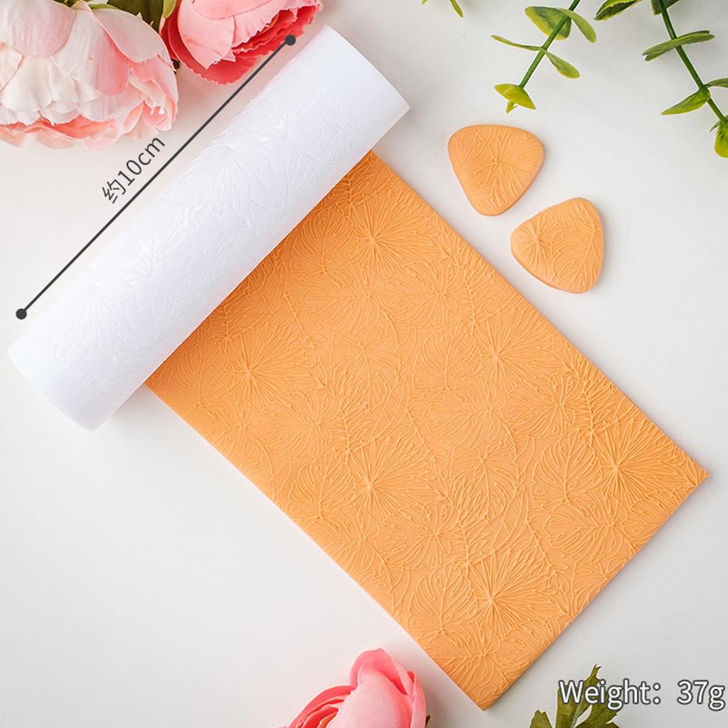 Ролик для раскатывания мягкой полимерной глины, с текстурой листа зеленого растения, прозрачный, для изготовления браслетов, серег, ожерелий, подвесок