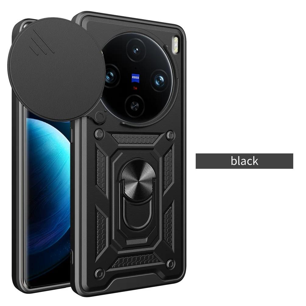 Чехол Armor Case для VIVO X100 Pro Cover Защита объектива с кольцом Магнитный держатель Business Полная защита Cover