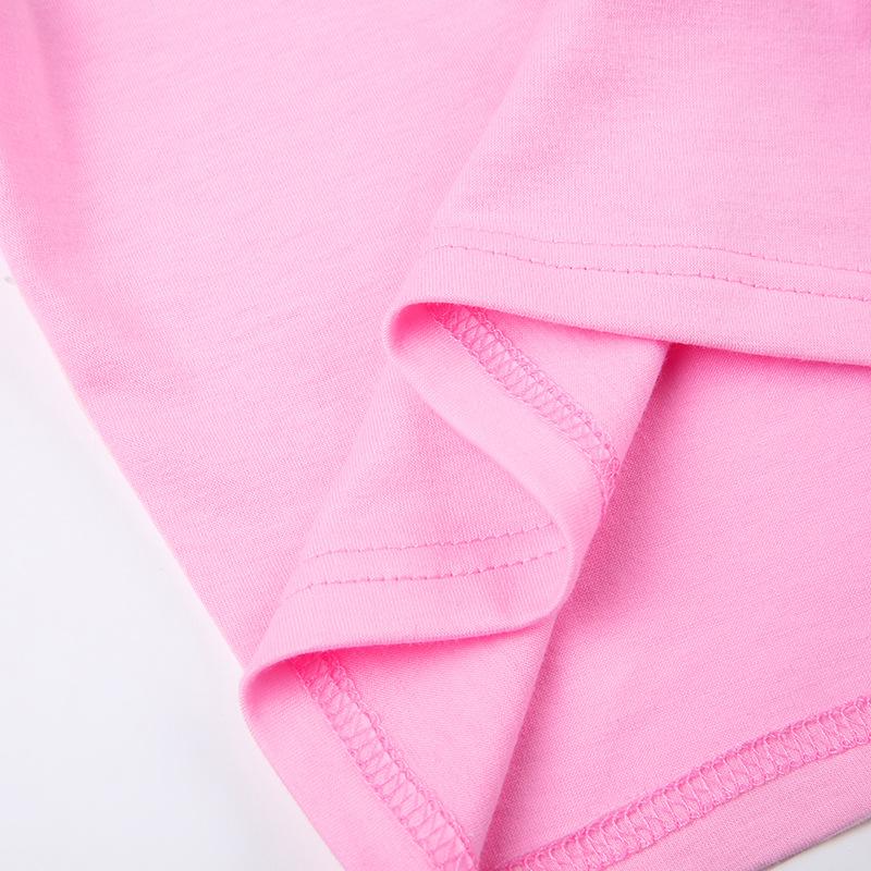 Футболка с принтом в виде буквы Y2K, розовая, уличная, с изображением пикантной девушки, открытым пупком и круглым вырезом