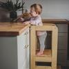 MeowBaby ® Деревянный помощник на кухне для детей Стремянка с доской, Натуральное дерево