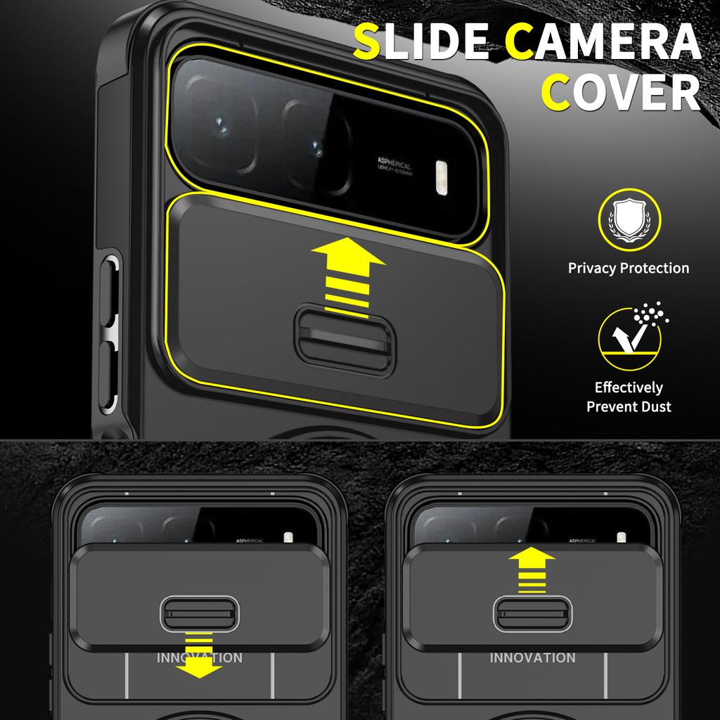 Чехол для телефона с магнитным кольцом-подставкой для Infinix Hot 60i 5G 50i 4G Smart 9 HD Tecno Spark Go KM8 Защитная задняя крышка со сдвижной защитой камеры