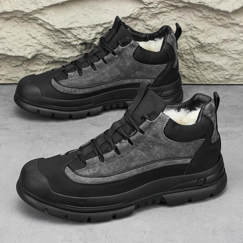 Мужские ботинки на шнуровке, британские повседневные кожаные ботинки на платформе, мужские черные мотоциклетные ботинки, зимние удобные, сохраняющие тепло, мужские ботильоны