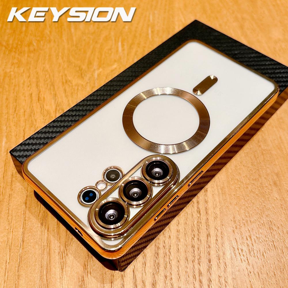 KEYSION Прозрачный чехол с магнитной окантовкой для MagSafe для Samsung Galaxy S26 Ultra 5G S26+ Ударопрочный защитный чехол для телефона с защитой объектива