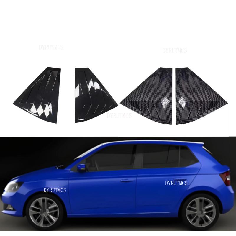 Gloss Black Car Side Window Louver Fit For Skoda Fabia 2015 2016 2017 2018 2019 2020 Car Rear Window Shutter Cover Spoiler