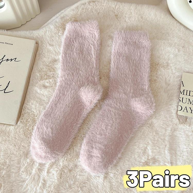 Мягкие носки из норки для женщин и девочек, зимние теплые утолщенные носки кораллового плюша, кавайные носки цвета конфет, теплые домашние носки для сна