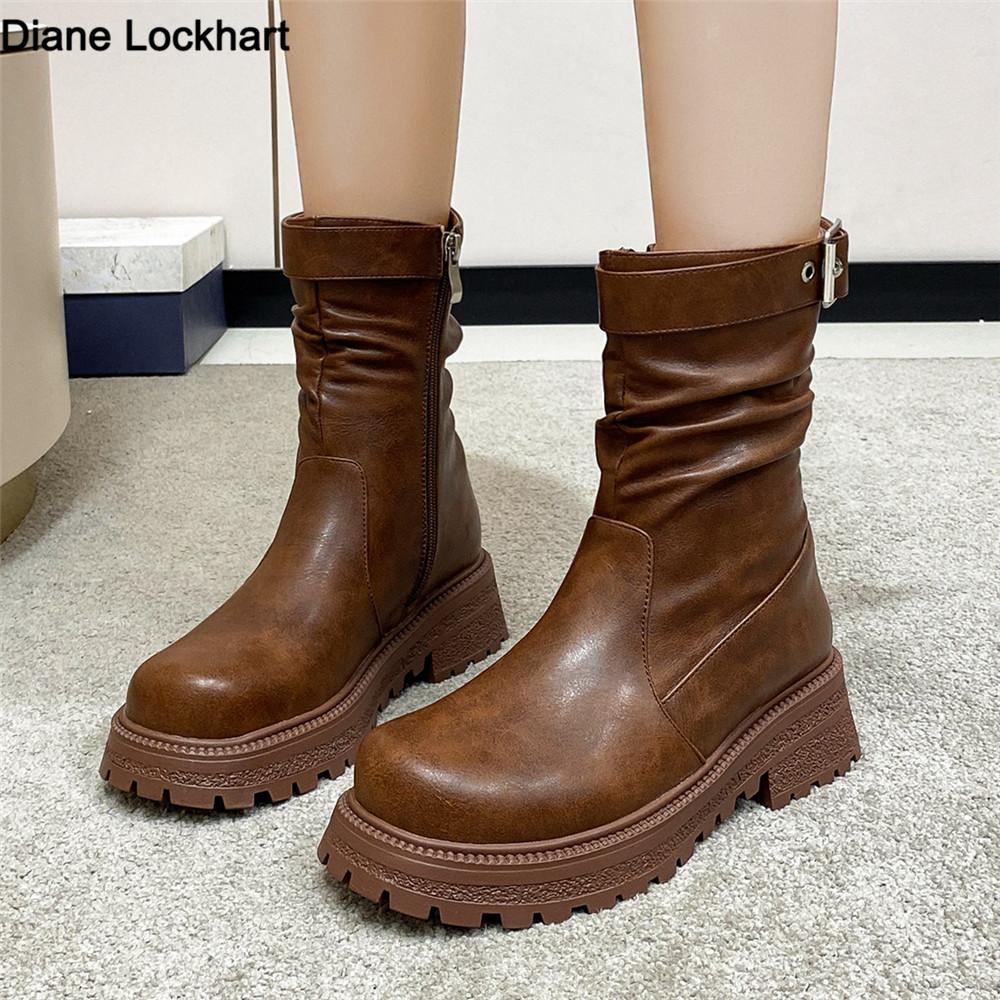 Модные женские ботинки челси на платформе из искусственной кожи, новые осенне-зимние модные ботильоны в ретро-стиле с плиссировкой, ботинки Мартон для женщин, zapatos mujer