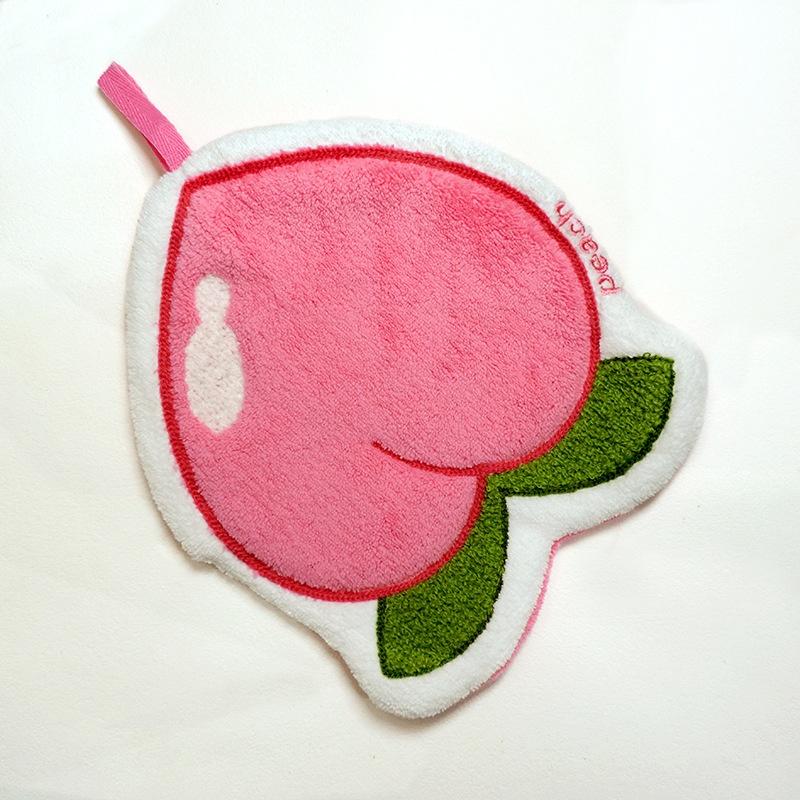 Cartoon Fruit Hand Towel Hanging Absorbent Bathroom Kerchief Coral Fleece Thickened Washcloth