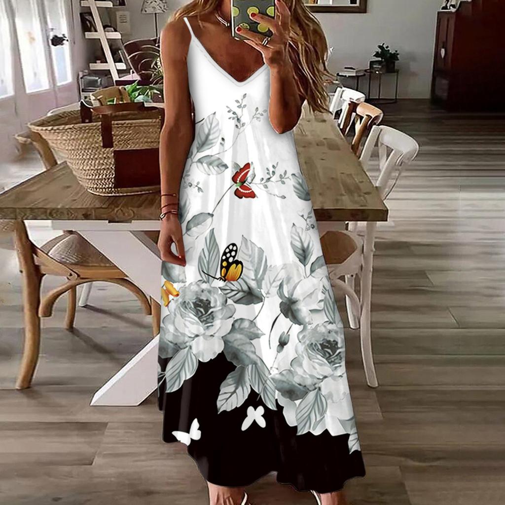 Женское модное повседневное тонкое платье без рукавов с принтом и пуловером