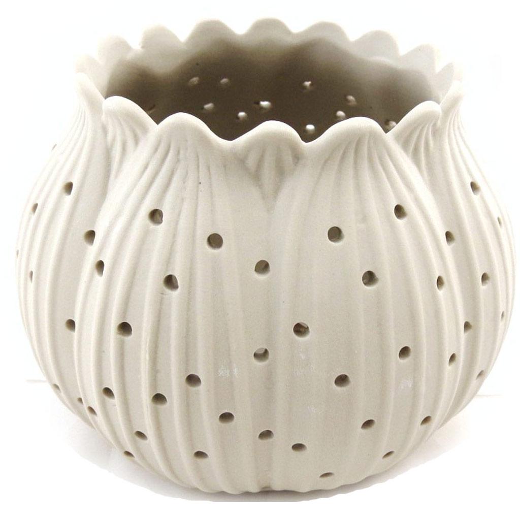 Les Trésors De Lily [J0540] - Beige 'Leaf' Candle Holder