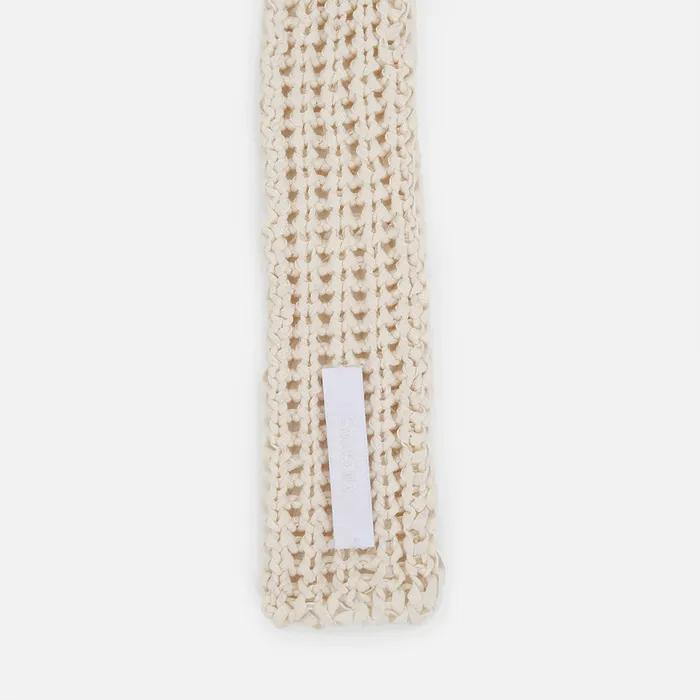 Хлопковый летний тонкий вязаный шарф-снуд КРЮЧКОМ LINE MUFFLER / Овсяный