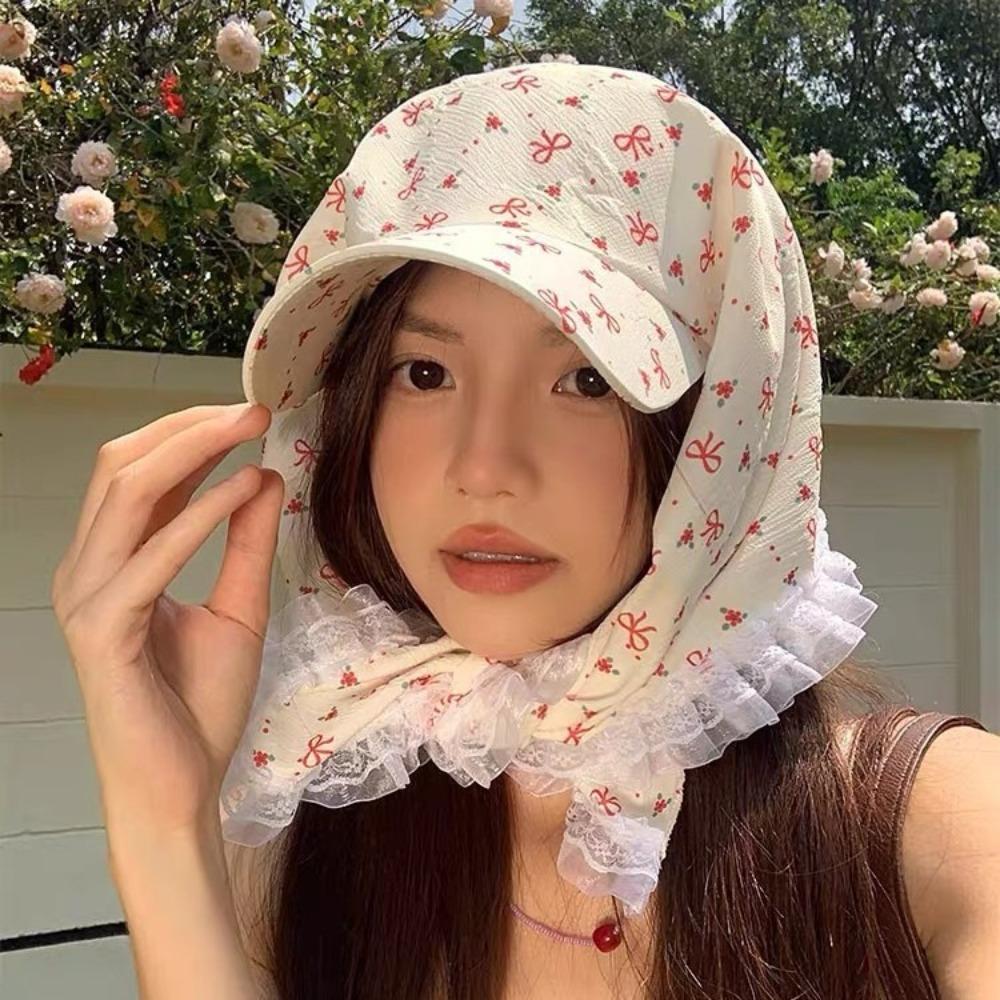 French Pastoral Style Headscarf Caps Sweet Lace Baseball Cap Fashion Sun Hats Summer