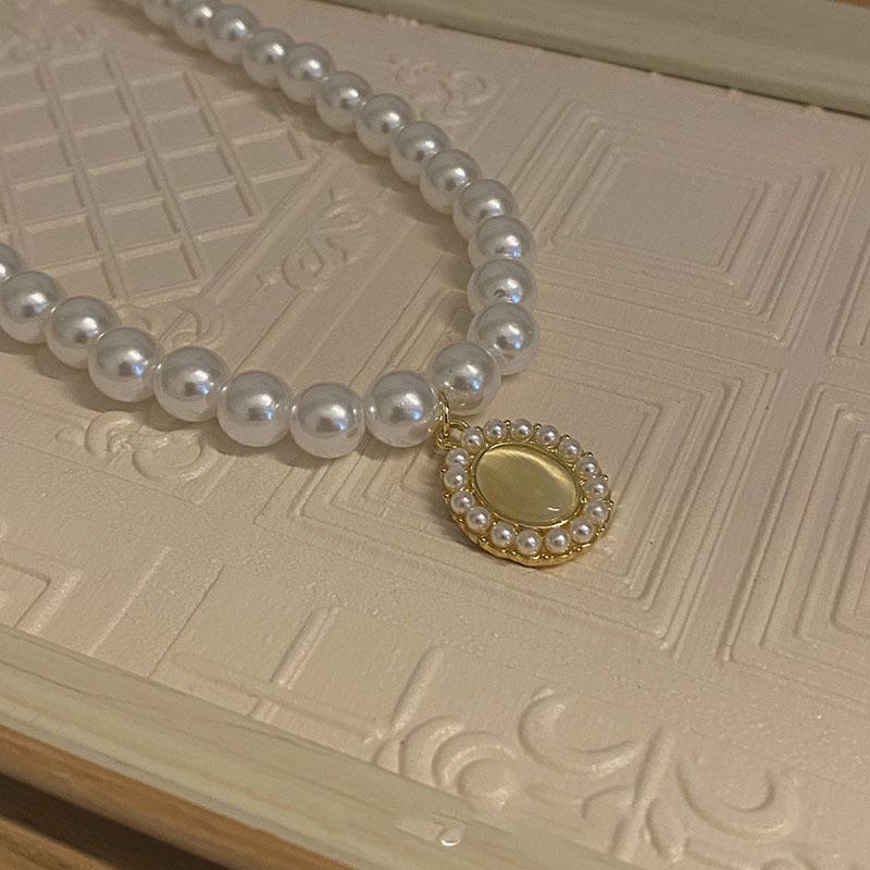 Корейское ожерелье с подвеской из искусственного жемчуга и опала для женщин, легкая роскошная цепочка для ключицы для меньшинства, подарок на День святого Валентина, ювелирные изделия