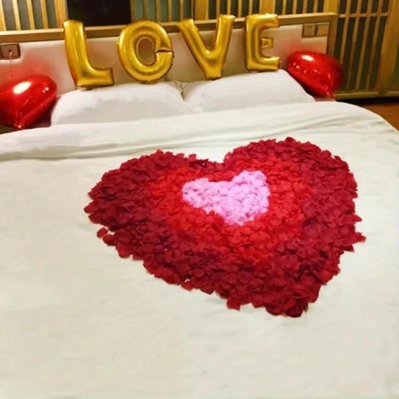 Имитация лепестков роз, признание в любви, свадебный декор, разбросанные вручную цветы, предложение на День святого Валентина, романтический декор свадебной комнаты