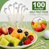 100Pcs/Set Wooden Golf Toothpicks Eco-Friendly Fruit Skewers  Golf Theme Party