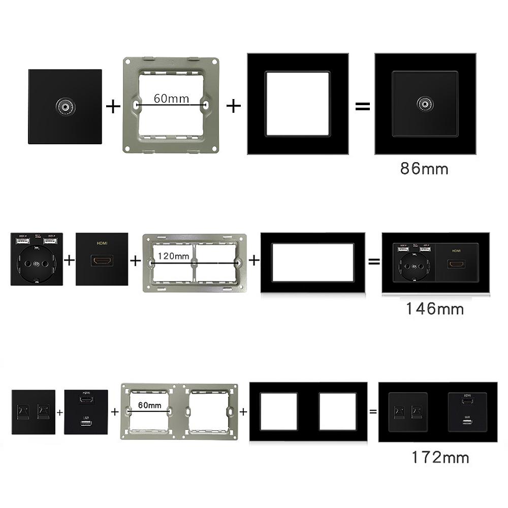 EIOMR A1 Series High-quality Plastic Panels Wall Switch EU French Electrical Outlets USB Type-C TV RJ45 Sensor Switch Module DIY