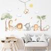 Cartoon Cute Lion Elephant Giraffe Tree Forest Animal Wall Stickers for Bedroom Living Room Nursery Decoration Wall Decals