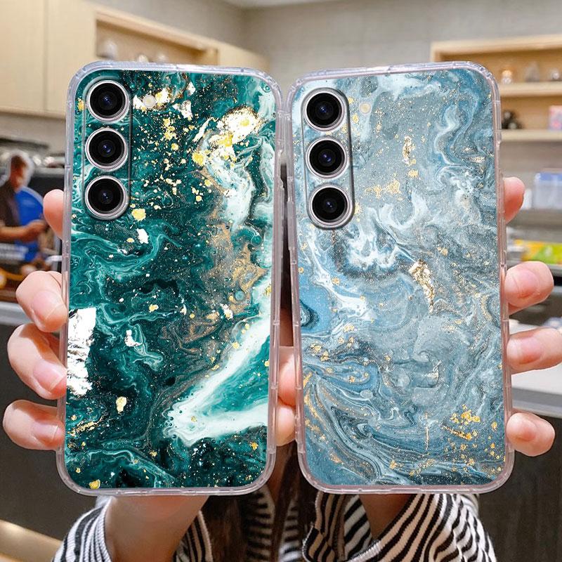 Для Samsung Galaxy S24 Чехол S24 Plus S 24 Ultra Чехол для телефона Мраморный Прозрачный Coque Мягкий ТПУ Fundas Для Samsung S25 FE S25+ Чехол